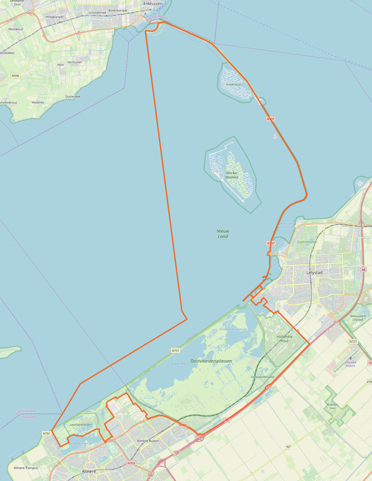 Map of Nieuw Land National Park