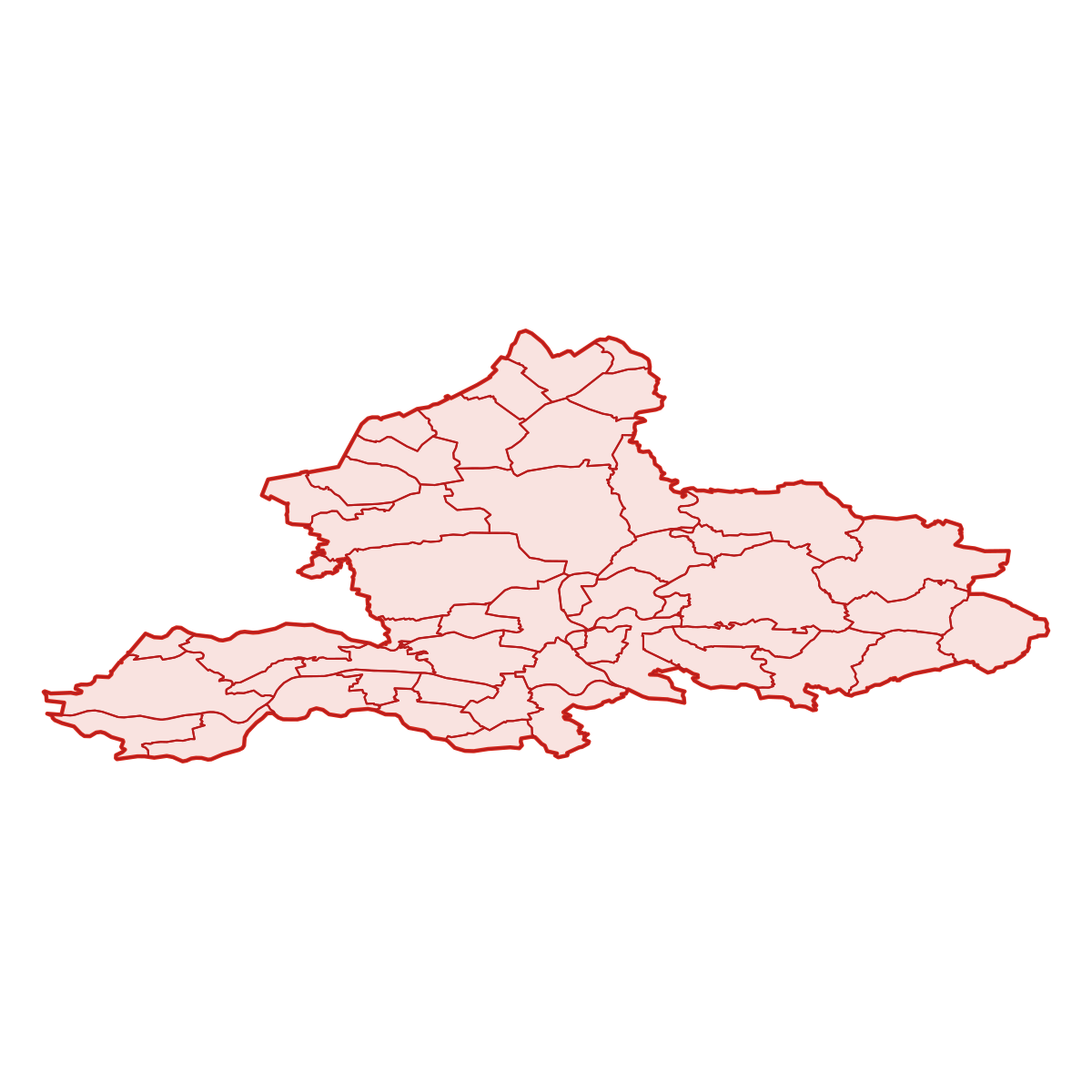 Map of Gelderland with municipalities