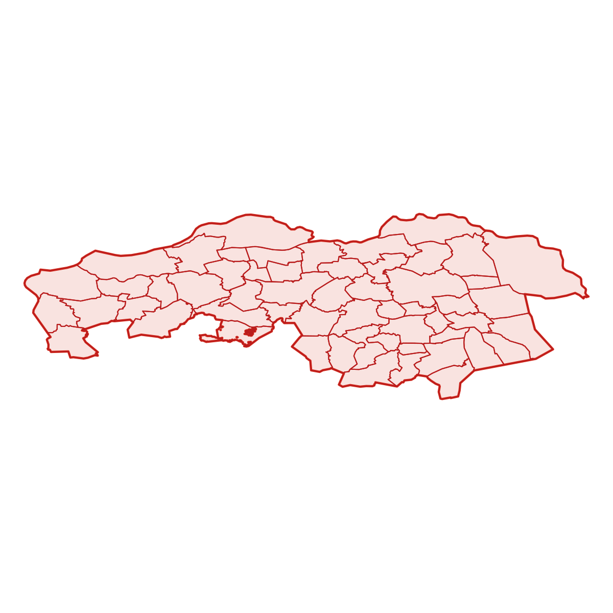 Map of North Brabant with municipalities