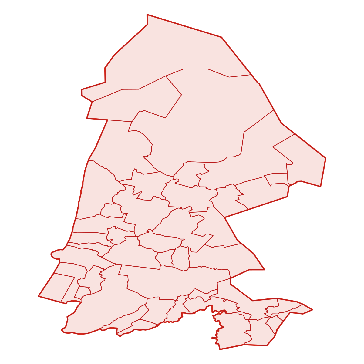 Kaart van Noord-Holland met gemeenten