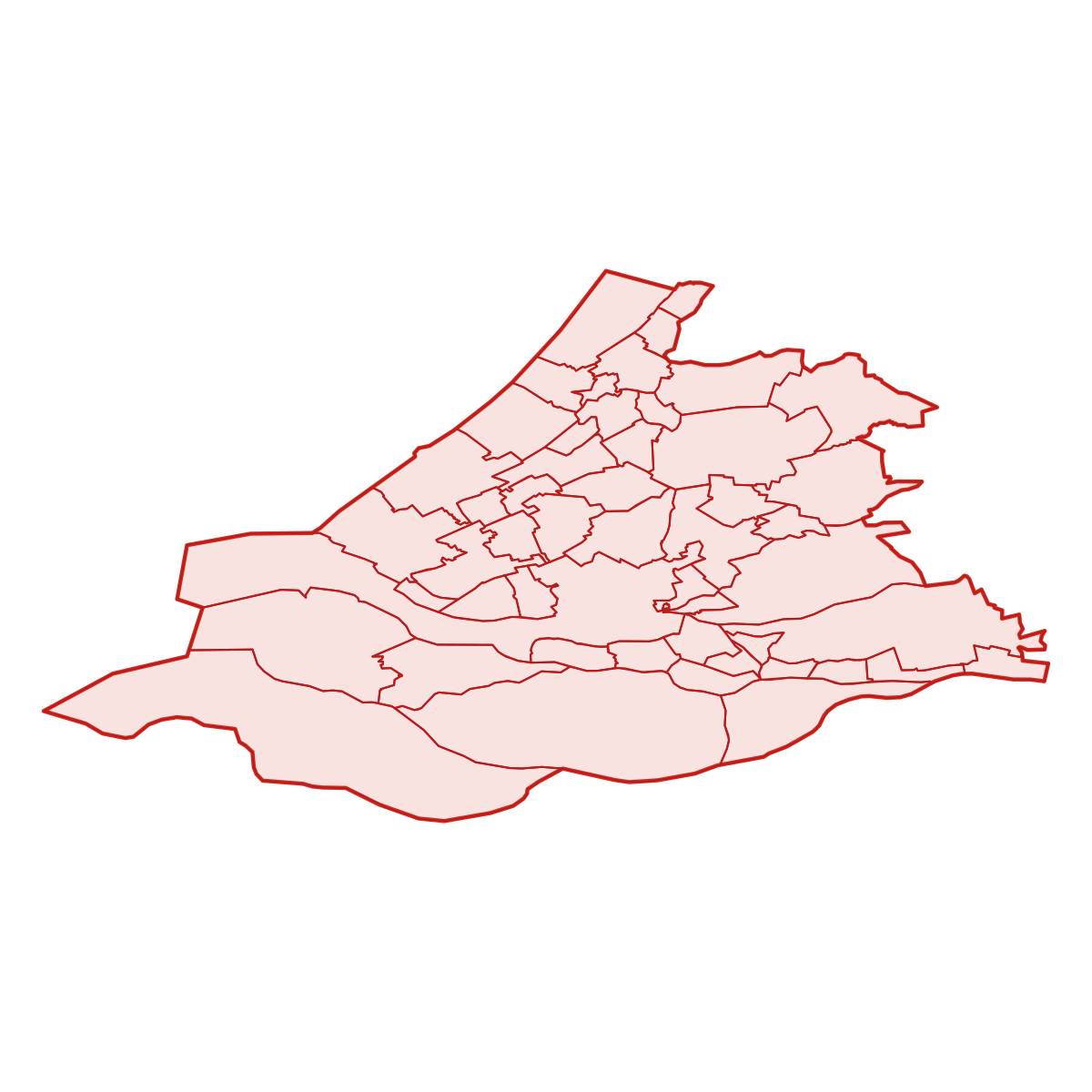 Map of South Holland with municipalities